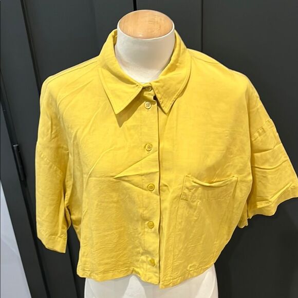 Zara Yellow Button-Down Shirt - Picture 2 of 4
